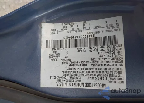 2000 Ford Taurus Se из США, поврежденный, VIN 1FAFP58S1YA200423